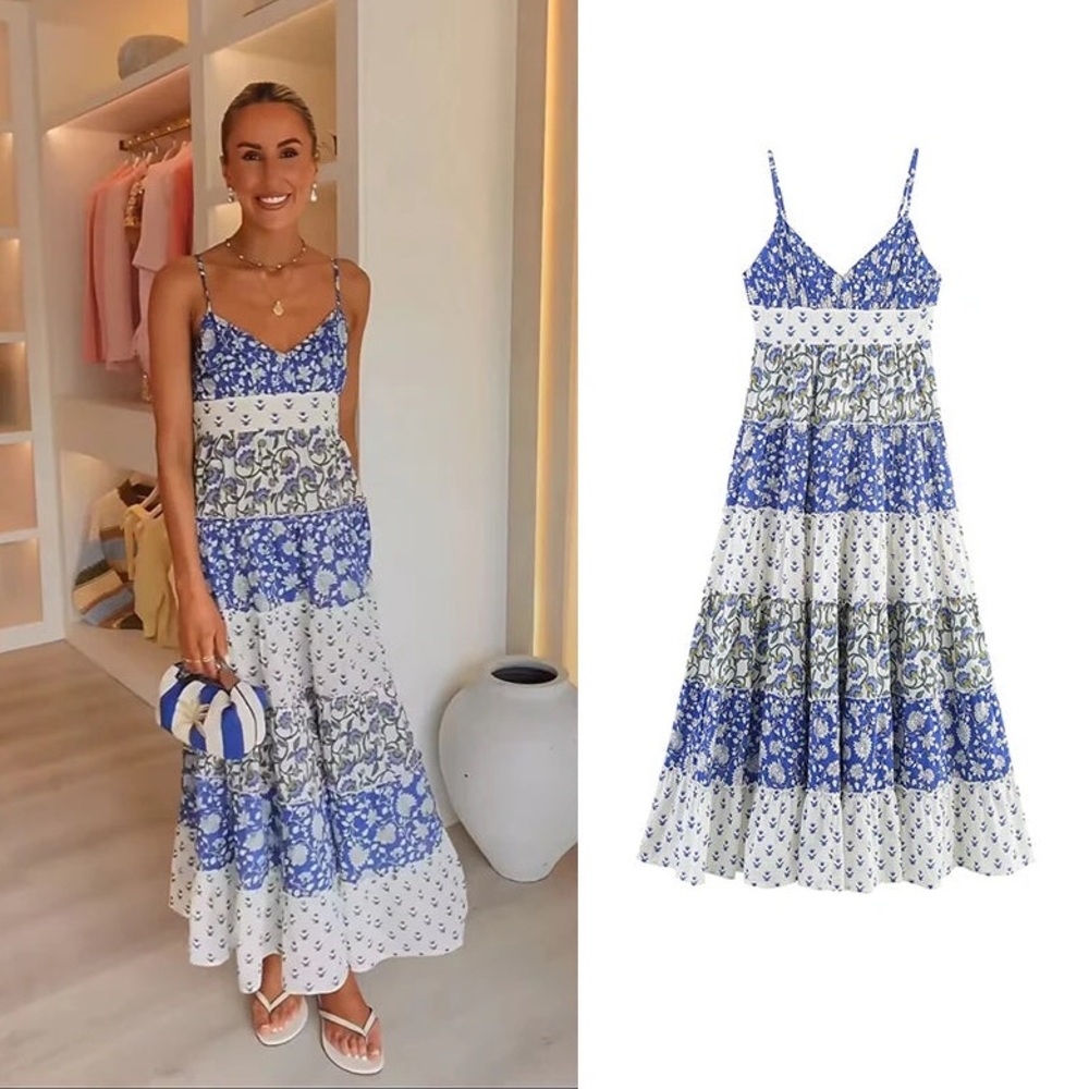 ZARA PATCHWORK PRINT PANEL DRESS MEDIUM EUC - image 7